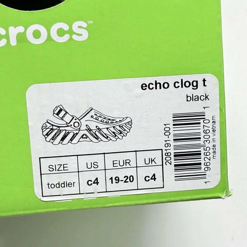 Crocs Echo Clog Shoes Toddler Baby Size 4 Black Comfort Summer Water Beach